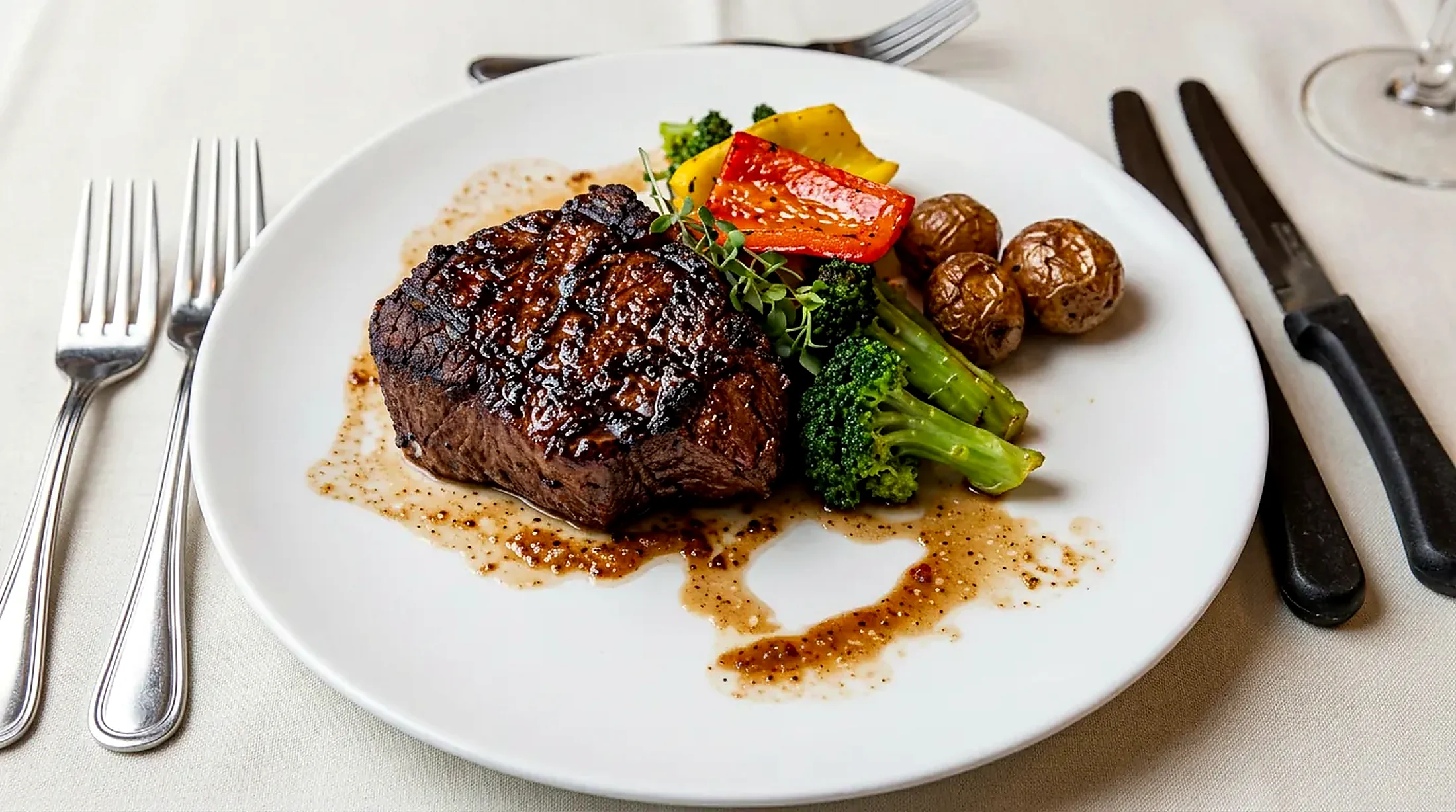 A plated main course prepared in the Frozen Rooster kitchen